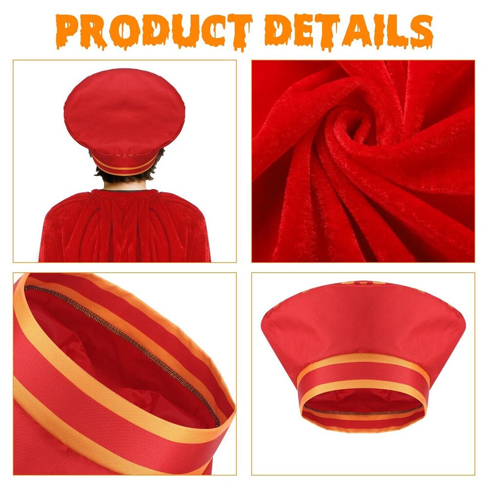 4143 5 Pcs Renaissance Cosplay Outfit For Halloween Red Velvet - Picture 3 of 6
